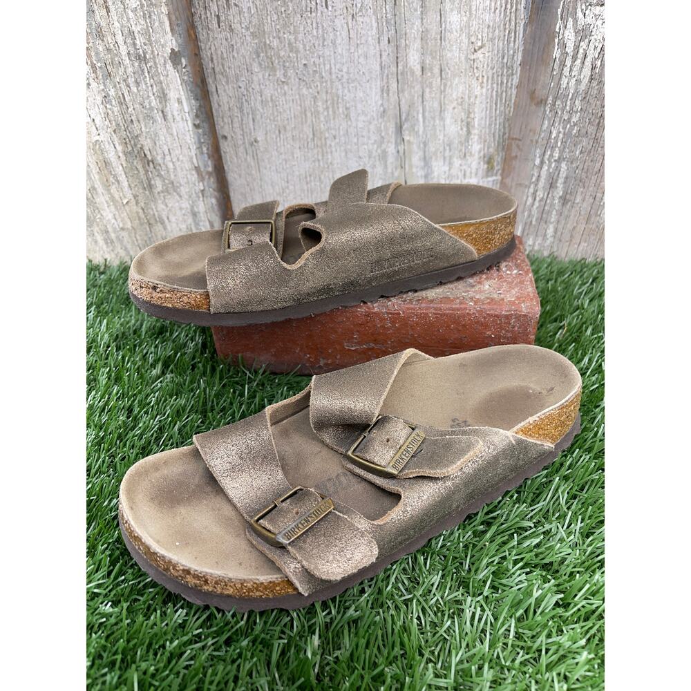 Birkenstock Arizona Golden Metallic Suede Leather Women's Sandals EU36 L5 Narrow